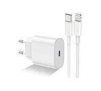 TECHTA Chargeur Rapide pour iPhone 14/13/12/11/Pro Max Plus Mini SE XR X XS, Adaptateur Secteur USB-C 25 W avec Câble Lightning 1m