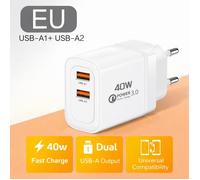 TECHTA Chargeur Secteur Double USB-A 40W - Charge Rapide QC3.0 - 2 Ports USB-A - Compatibilité Universelle