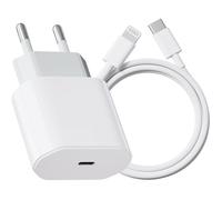 TECHTA Chargeur Secteur Rapide 20W USB-C - Adaptateur Prise EU avec Câble Lightning 1 m - Compatible iPhone 14/13/12/11