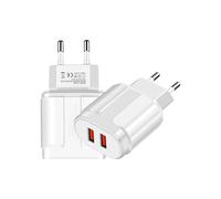 TECHTA Chargeur secteur USB à charge rapide, 2,4 A ,5 V, avec 2 ports USB, pour smartphone, tablette, iOS, Android, blanc