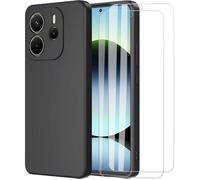 TECHTA Coque Compatible avec Xiaomi Redmi Note 14 4G Silicone Étui + 2 Verre trempé Protection écran - Noir