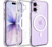TECHTA Coque Magnétique pour iPhone 17 [Compatible avec MagSafe],Coque Cadre Transparent Antichoc - Blanc