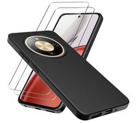 TECHTA Coque Mate en TPU pour Honor Magic 8 Lite avec 2 Verres Trempés Étui Antichoc Antidérapant Noir