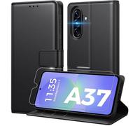 TECHTA Coque Portefeuille pour Samsung Galaxy A37 5G avec 1 Verre Trempé Étui Cuir PU à Rabat Porte Cartes Noir