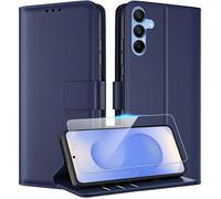 TECHTA Coque Portefeuille pour Samsung Galaxy S26 avec Verre Trempé Étui Cuir PU à Rabat Porte Cartes Bleu Foncé