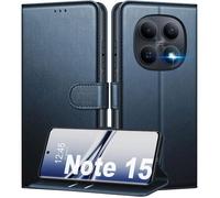 TECHTA Coque Portefeuille pour Xiaomi Redmi Note 15 4G et 5G Étui en Cuir PU avec Support et Rangement Cartes - Bleu