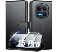 TECHTA Coque Portefeuille pour Xiaomi Redmi Note 15 Pro 4G(PAS POUR 5G) avec 2 Verres Trempés Étui Cuir PU Noir