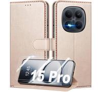 TECHTA Coque Portefeuille pour Xiaomi Redmi Note 15 Pro 5G(PAS POUR 4G) avec 2 Verres Trempés Étui en Cuir PU à Rabat Rose