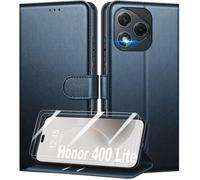TECHTA Coque pour Honor 400 Lite 5G + 2 Pièces Verre Trempé, [Housse en Cuir PU ] [Etui à Rabat] [Pochette de Portefeuille] - Bleu