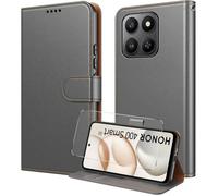 TECHTA Coque pour Honor 400 Smart, avec Verre Trempé Etui Protection Housse en PU Portefeuille, Pochette Fermeture Magnétique, Gris
