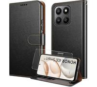 TECHTA Coque pour Honor 400 Smart, avec Verre Trempé Etui Protection Housse en PU Portefeuille, Pochette Fermeture Magnétique, Noir