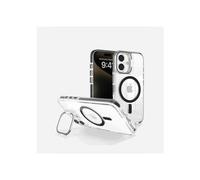 TECHTA Coque pour iPhone 16, Transparente et magnétique, avec béquille pour Objectif d'appareil Photo, Double Couche Antichoc,-Noir