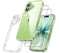 TECHTA Coque pour iPhone 17 avec 2 Verre Trempé,] Étui Dos PC Rigide Hybrid Antichoc Housse -Transparent