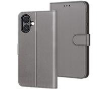 TECHTA Coque pour iPhone 17, Housse en Cuir PU avec Fentes Cartes, Support Intégré et Protection Antichoc Etui Portefeuille -gris