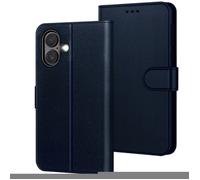 TECHTA Coque pour iPhone 17, Housse en Cuir PU avec Fentes Cartes, Support Intégré et Protection Antichoc Etui Portefeuille -Bleu