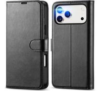 TECHTA Coque pour iPhone 17 Pro Max Portefeuille Etui Rabat Antichoc TPU Fonction Support Fentes Cartes Fermeture Magnétique, Noir