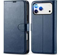 TECHTA Coque pour iPhone 17 Pro Max Portefeuille Etui Rabat Antichoc TPU Fonction Support Fentes Cartes Fermeture Magnétique, Bleu