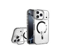 TECHTA Coque pour iPhone 17 Pro Max, Transparente et magnétique, avec béquille pour Objectif d'appareil Photo, Double Couche -Black