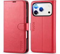 TECHTA Coque pour iPhone 17 Pro Porte-Carte Etui Portefeuille Anti-Choc Housse Clapet Folio Fermeture Magnétique, Rouge