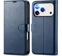 TECHTA Coque pour iPhone 17 Pro Porte-Carte Etui Portefeuille Anti-Choc Housse Clapet Folio Fermeture Magnétique, Bleu