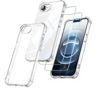 TECHTA Coque pour iPhone 17e/ 16e avec 2 Verre Trempé, Antichoc Antirayures Souple TPU Bumper Protection Housse , Transparent