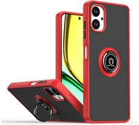 TECHTA Coque pour Samsung Galaxy A06, Etui Téléphone Antichoc avec Anneau de Support, Mat Translucide Case Cover - Rouge