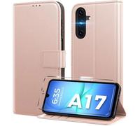 TECHTA Coque pour Samsung Galaxy A17 5G [Verre Trempé x 1] [Premium PU] [Pochette de Portefeuille] Etui à Rabat -Rose