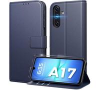 TECHTA Coque pour Samsung Galaxy A17 5G [Verre Trempé x 1] [Premium PU] [Pochette de Portefeuille] Etui à Rabat -Bleu