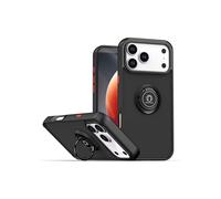 TECHTA Coque pour Smartphone, Compatible with iPhone 17 Pro Max, Etui de Téléphone en Silicone avec Support de Bague - Noir