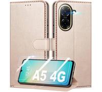 TECHTA Coque pour Xiaomi Redmi A5 4G (Pas pour 5G) + 2 Pièces Verre Trempé, Étui de Portefeuille Etui à Rabat - Rose