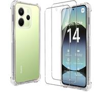 TECHTA Coque pour Xiaomi Redmi Note 14 4G avec 2 Verre Trempé, Antichoc Souple TPU Bumper Protection Housse , Transparent