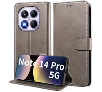 TECHTA Coque pour Xiaomi Redmi Note 14 Pro 5G / Note 14 Pro+ 5G / POCO X7 5G , Housse Clapet Protection Pochette Antichoc - Gris