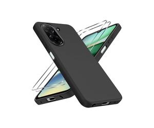 TECHTA Coque Protection avec 2 Verre Compatible avec Redmi A5 4G Coque Souple Noir, Antichoc Silicone Étui Film Protecteur