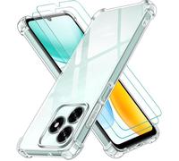 TECHTA Coque Transparente pour Honor X5C Plus avec 2 Verres Trempés TPU Souple Antichoc Coins Renforcés Ultra Mince