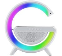 TECHTA - Lampe Atmosphérique LED avec Enceinte Bluetooth, Chargeur Sans Fil 10W, 6 Modes RVB et Réveil Intégré - Blanc
