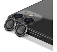 TECHTA Lot de 3 Protections Caméra pour iPhone 12, 12 Mini et 11 - Verre Trempé 9H et Aluminium - Noir