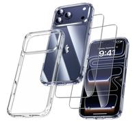 TECHTA pour iPhone 17 Pro Max Coque - 3 en 1 Kit Case Protection pour iPhone 17 Pro Max,1 Cover & 2 Verre Trempé - Transparent