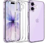 TECHTA pour iPhone 18 / 17 Coque - 3 en 1 Kit Case Protection pour iPhone 17 1 Cover & 2 Verre Trempé - Transparent