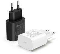 TECHTA Prise de Charge Ultra Rapide USB-C 25W pour Samsung Galaxy A16/A15/A14/A13/A25/A23/A35/A55,Blanc et Noir