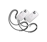TECHTA Tour de Cou Telephone Portable Cordon Collier Universel [Noir] avec Patch de Fixation Sangle de Suspension Réglable 2 Pièce