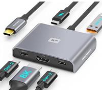 Techtobox Hub USB Type-C vers adaptateur multiport HDMI 5 en 1 avec HDMI 8K, 2 USB-C Gen 2 et USB-A 3.2 10 Gbit/s, PD 100 W pour MacBook Pro Air, Surface Pro, Chromebook et plus encore