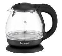 Techwood Bouilloire Électrique TB-1086V 1L Verre Noir Base Sans Fil 360° Résistance Inox Cachée 1650W Arrêt Automatique
