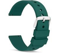 TECHZOCO Bracelet de montre en silicone, bracelet de montre de sport, bracelet de montre universel, bracelet de montre en silicone, libération rapide, Vert foncé (tige argentée), 18 mm, Bande