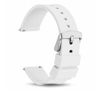 TECHZOCO Bracelet de montre en silicone, bracelet de montre de sport, bracelet de montre universel, bracelet de montre en silicone, libération rapide, Blanc (tige argentée), 20 mm, Bande