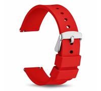 TECHZOCO Bracelet de montre en silicone, bracelet de montre de sport, bracelet de montre universel, bracelet de montre en silicone, libération rapide, Rouge (Hebilla Silver), 20 mm