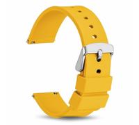 TECHZOCO Bracelet de montre en silicone, bracelet de montre de sport, bracelet de montre universel, bracelet de montre en silicone, libération rapide, Jaune (tige argentée), 24 mm, Bande