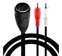 TECHZOCO Câble audio stéréo DIN femelle RCA mâle, câble DIN 5 broches femelle vers RCA, câble midi vers RCA, stéréo, compatible avec systèmes Bang & Olufsen, Naim, Quad, 20 cm