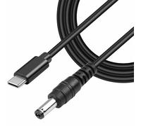 TECHZOCO Câble d'alimentation USB C vers DC, câble d'extension d'alimentation CC, câble de charge USB C, compatible avec CCTV, DVR, routeur, ordinateurs, batteries, 12 V CC 3 A, DC 5,5 x 2,5 mm, noir