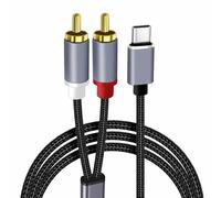 TECHZOCO Câble USB C vers 2 sorties RCA DAC Chip, câble audio RCA vers USB C, compatible avec iPad Pro, Huawei Samsung, Xiaomi OnePlus, PC PS5, PS4, amplificateur HDTV, Home Cinéma, etc. Nylon, 1