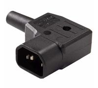 TECHZOCO Connecteur d'alimentation C14 IEC mâle 3 broches courbé, prise angle IEC, convient pour câble 0,75 mm², 10 A 250 V IEC 60320, mâle